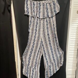 Justify Navy and White Patterned Jumpsuit